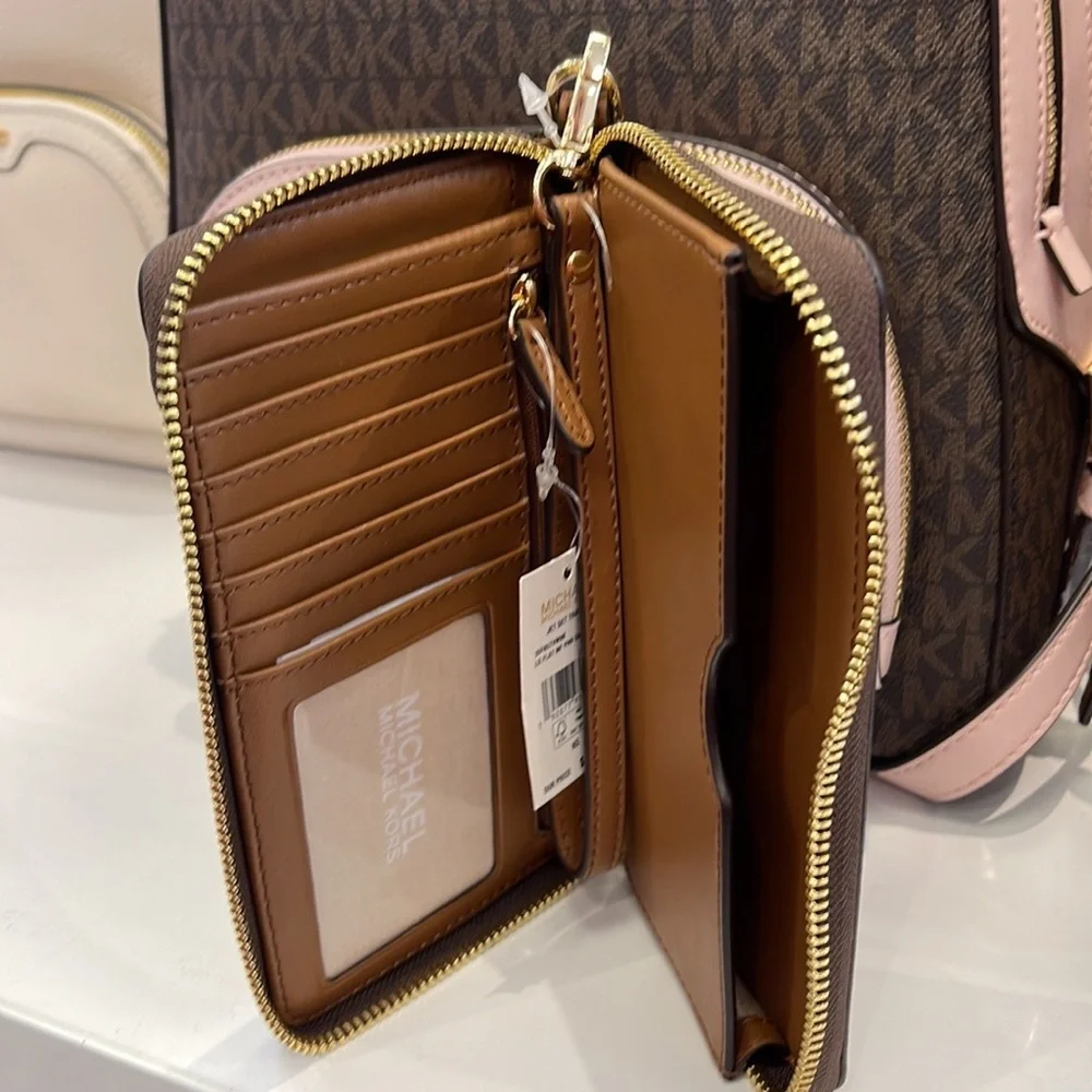 Michael Kors MK Signature Large Flat Multi-Function Phone Case Wallet Wristlet